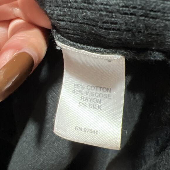 J. Jill Black Ribbed Knit Button Closure Cardigan Sweater Womens Size Large - Picture 11 of 14